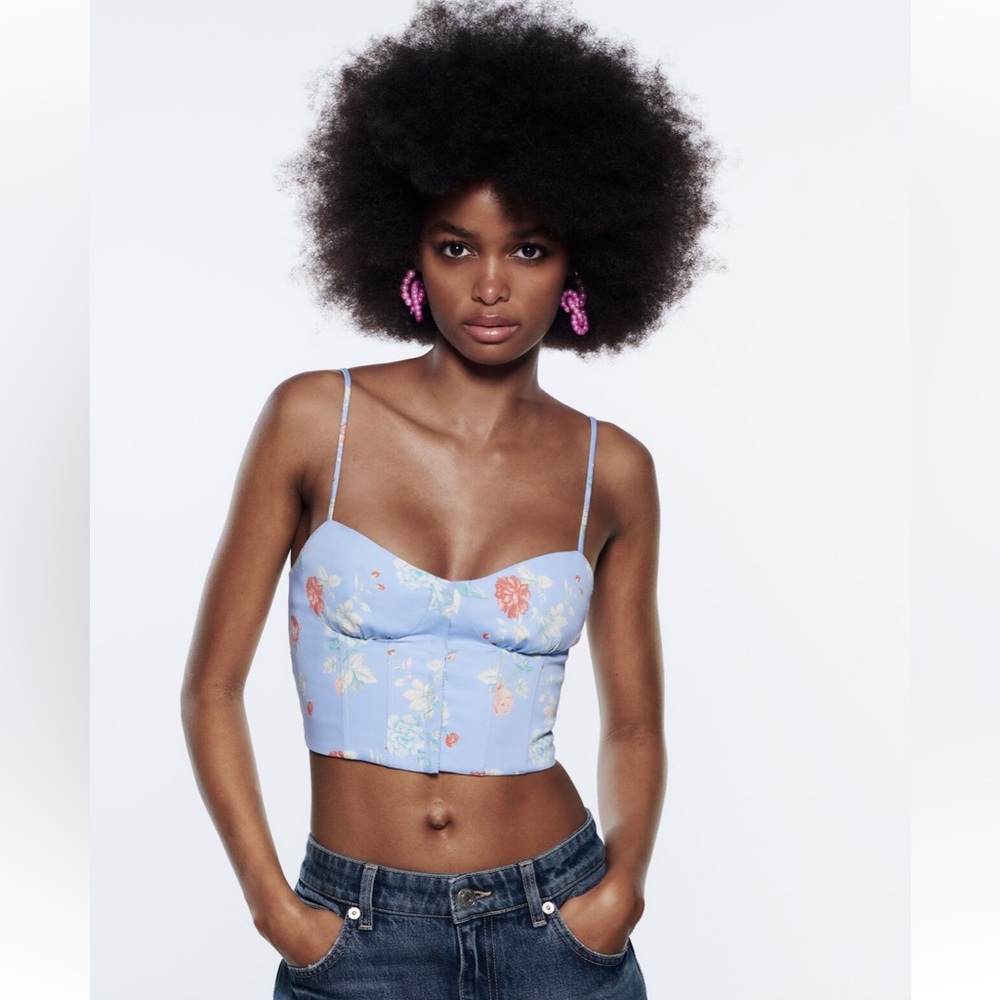 Zara Blue Floral Top NWT